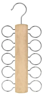 Produktbild von Schalhalter Krawattenhalter Gürtelhalter - Holz und Metall - 13 x 30 cm - 10 Metallhaken