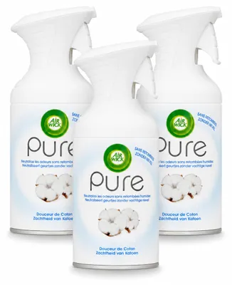 Imagen del producto de 3 aerosoles Air Wick - Aroma a suavidad de algodón - 250 ml - Paquete económico - 3 unidades