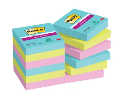Obrázek produktu pro Post-it® SuperSticky 622-12SS-COS samolepicí bloček Super Sticky Notes - 47,6 x 47,6 mm, 12x 90 listů