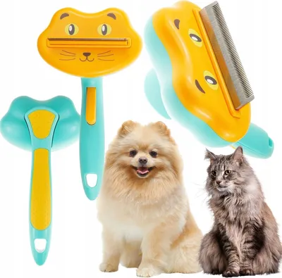 Produktbild von HappyPet - Katzenkamm-Bürste, Katzenbürste - Entfernen Sie die in der Bürste verbliebenen Haare auf Knopfdruck - für alle Haartypen