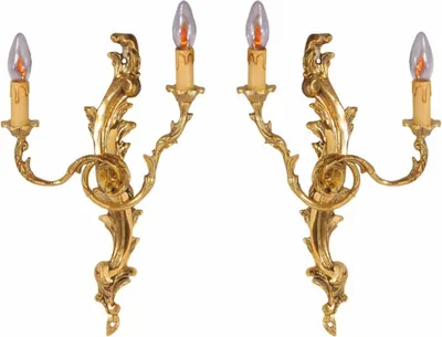 Produktbild von Casa Padrino Luxus Barock Wandleuchten Set Gold H. 42 cm - Barock Leuchten