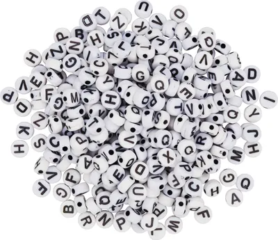 Produktbild von VBS Buchstabenperlen Weiß 7 mm 35 g für Schmuckherstellung und Bastelprojekte