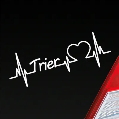 Produktbild von Auto Aufkleber Trier Herz Herzschlag 19x7 cm Weiss Matt Sticker Heckscheibenaufkleber