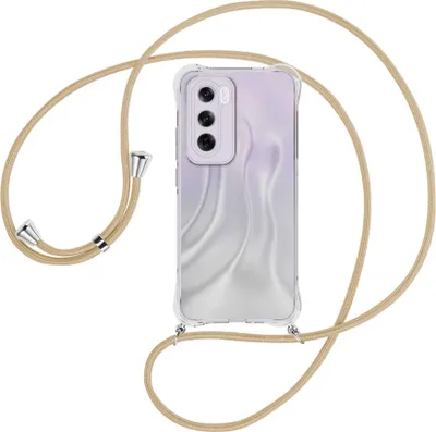 Produktbild von Handykette Backcover-Schutzhülle mit Band (Metall silberfarben) für OPPO Reno 12 Pro 5G - caramel