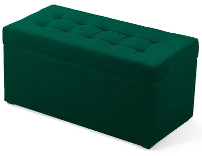 Obrázok produktu pre MG Design, zelený taburet s úložným priestorom, 45x90 cm - úložný priestor 100 litrov, nosnosť do 300 kg, matný povrch, ľahko udržiavateľný, vhodný do obývačky a predsiene