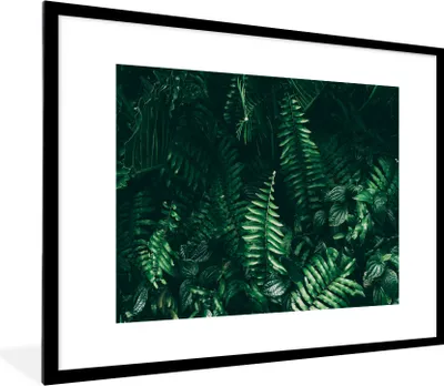 Produktbild von MuchoWow® Gerahmtes Poster Blätter - Dschungel - Natur - Tropisch - Pflanzen 80x60 cm - Poster mit Schwarzem Bilderrahmen Wandposter Rahmen Foto Bilder - Schlafzimmer-Dekorationen - Fotoposter