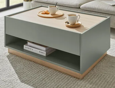Produktbild von Couchtisch "Center" in Salbei und Barista Eiche Beistelltisch 90 x 60 cm