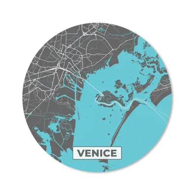 Produktbild von MuchoWow® Mauspad Mousepad Venedig - Stadtplan - Karte - Blau 30x30 cm - Mousepads - Maus Mat - Pad - Mausunterlage - Tischunterlage - Schreibtischmatten