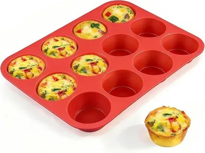 Produktbild von Silikon-Muffinformen, 12 Stück, antihaftbeschichtet, für Cupcakes und Muffins