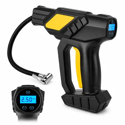 Produktbild von Akku Luftpumpe Auto | Elektrischer Kompressor 120 W | 150 PSI | Reifenpumpe mit LCD Display Druckvorwahl Auto-Stopp LED USB für Fahrrad Motorrad Bälle, KI-generiertes Bild