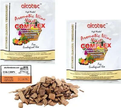 Produktbild von 2 x Alcotec Weinhefe - Aromatic Wine Complex + Französische Eichenchips 20g
