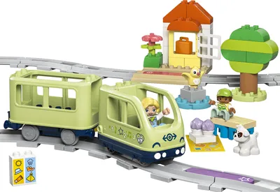 Immagine prodotto di LEGO DUPLO Ferrovia Interattiva - Giocattolo educativo per bambini dai 2 anni in su - 14 pezzi di binari, mattoncini d'azione con suoni e 4 figure - Idea regalo per bambini e bambine - 10427