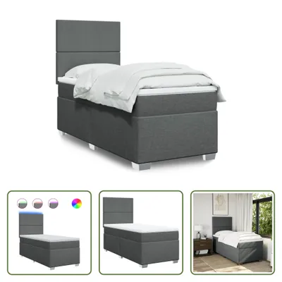 Produktbild von The Living Store Boxspringbett mit Matratze Dunkelgrau 100x200 cm Stoff
