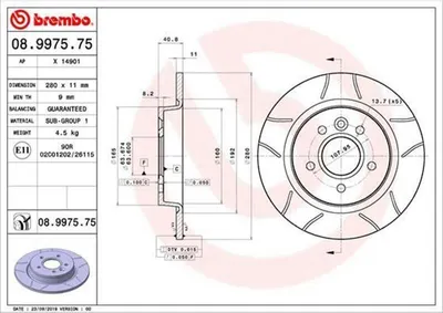 Produktbild von BREMBO Bremsscheibe Artikel: 08.9975.75