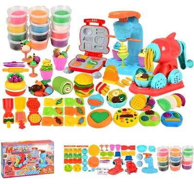 Obrázek produktu pro Sada pro výrobu zmrzliny pro děti, včetně stroje na hamburgery, kreativní sada, netoxický plast, jedlé pšeničné mouky, rozměry 37x8x20 cm