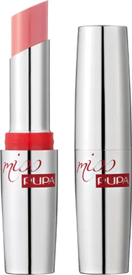 Two Pupa Miss Ultra Brilliant lipsticks, one open and one closed, against a white background.