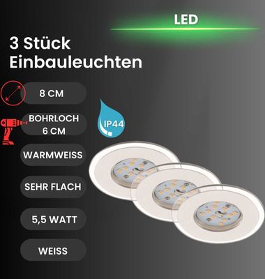 Briloner  Attach LED 3er Set Weiß Einbauspots