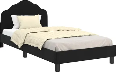 Zdjęcie produktu dla Łóżko Dziecięce z Ramą i Zagłówkiem Czarny 90 x 200 cm Welur
