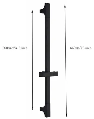 Duschgleitschiene 660 mm, schwarz, Edelstahl, höhenverstellbar, Wandmontage