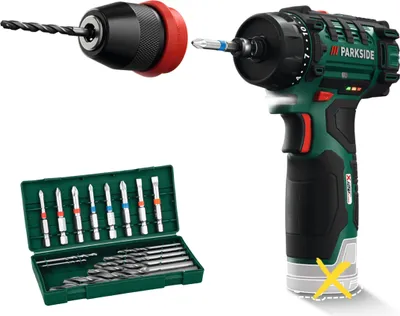 Produktbild von Parkside PBSA 12 D4 Akku-Bohrmaschine, 12 V Akkuspannung, variable Geschwindigkeit