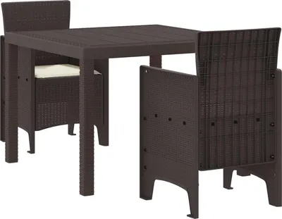 Image de Maison Exclusive - Ensemble de jardin pour 3 personnes, couleur marron, en polypropylène