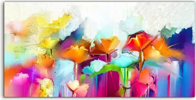 Produktbild von Coloray Acrylbild 140x70  Wandbild Acrylbilder modernes Nachbildung abstrakte bunte Blumen