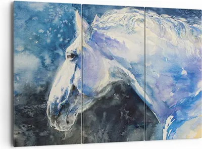 Produktbild von Bild auf Leinwand - Leinwandbild - 3 Teile - Pferd Aquarell Porträt - 165x110cm - Wand Bild - Wanddeko - Wandbilder - Leinwanddruck - Bilder - Wanddekoration - Leinwand bilder - CE165x110-4272