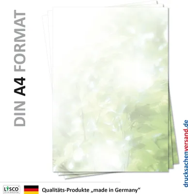 Produktbild von Motiv Briefpapier (MPA-5115, DIN A4, 100 Blatt) von der Sonne leuchtend grüner Blätterwald Motivpapier