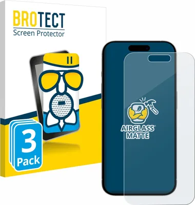 Produktbild von 3x BROTECT Entspiegelungs Schutzglas für Apple iPhone 15 Pro Schutzfolie Panzer Folie Glas Display Schutz matt