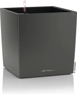 Produktbild von LECHUZA-Pflanzgefäß CUBE Premium 40 Anthrazit Metallic | Pflanzgefäß mit Bewässerungssystem | Hochglanz-Oberfläche | 39 x 39 x 40 cm | 16363