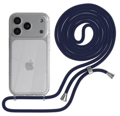 Produktbild von EAZY CASE Handykette mit Hülle für Apple iPhone 17 Pro Backcover Handykette, zum Umhängen in Dunkelblau
