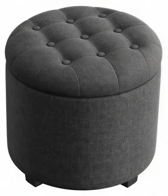 Image de Pouf rond avec rangement et pieds | Gris foncé | 45x45x44,5 cm