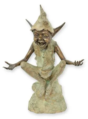 Productafbeelding van A Bronze Sculpture Of A Goblin Sitting On A Rock