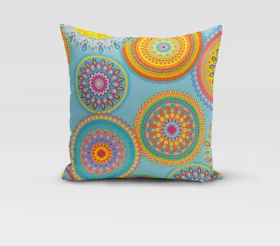 Produktbild von SCHÖNER LEBEN. Kissenhülle Outdoor Mandalas türkis mulitcolor Größe 70x70cm (HxB) 70x70cm (HxB) Größe