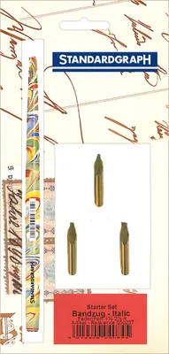 Produktbild von Standardgraph Kalligraphie Set, Bandzugfedern Starter 1,5/2,5/4 mm, 1 Federhalter