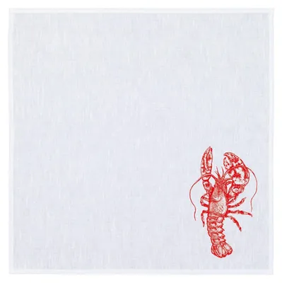 Immagine prodotto di Tovagliolo Frohstoff Dalila, realizzato in misto lino e cotone, bianco con motivo di aragoste