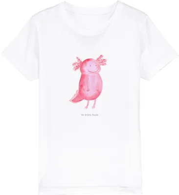Produktbild von Mr. & Mrs. Panda Kleinkinder T-Shirt Axolotl Glücklich 5-6 Jahre (110/116) - Weiß - Geschenk, Schwanzlurch, Kinder-T-Shirt, Kinder Öko, Teenager, Lurch, Lebensfroh