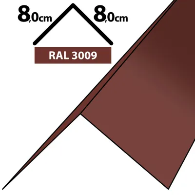 Produktbild von 2m Winkelblech Kantblech Kante Blechwinkel pulverbeschichtetes 0,5mm Zuschnitt 16cm RAL-3009 Oxidrot / Kastanie