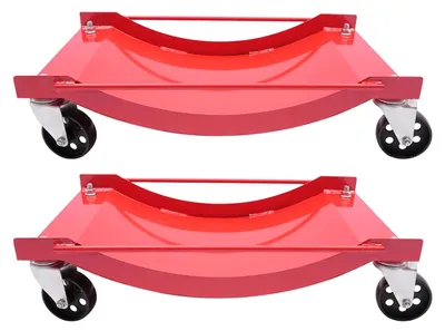 Image de Aide au stationnement pour véhicules - Lot de 2 patins de guidage - Capacité de charge : 907 kg - Acier Q235 - Résistant à la corrosion et à l'usure - Montage facile - Rouge