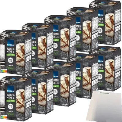 Produktbild von Edeka Roggenmehl Type 1150 ideal für Roggen und Mischbrote VPE (10x1kg Packung) + usy Block