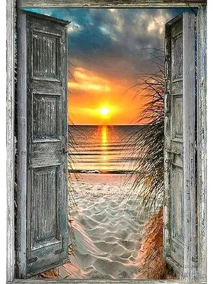 Produktbild von Diamantmosaik, Strandblick durch das Fenster, 30x40 cm, kreative Diamanten