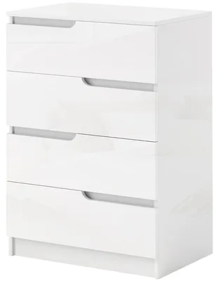 Obrázok produktu pre Moderná biela komoda so 4 priestrannými zásuvkami. Farba: biela | Rozmery: 60x40x85 cm