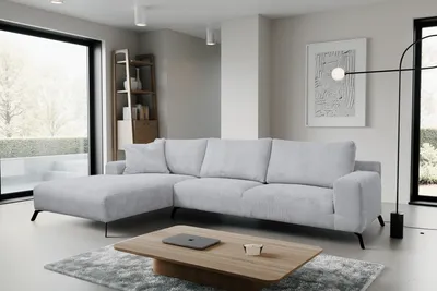 Image de VENASI ASPEN CORD Gauche Canapé d'angle sans fonction de couchage Canapé en L Canapé d'angle Garniture de canapé GRIS