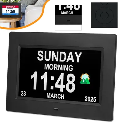 Produktbild von Digitaluhr, Große Schrift Wecker, Uhr mit Tag und Datum für Senioren, Kalenderuhr