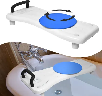 Produktbild von UISEBRT Sedadlo do vane s otočným diskom 75,5x34 cm Doska do vane na sedenie Sedadlo do vane pre seniorov Dospelí Nastaviteľná doska do vane na sedenie pre vaňu Sprchová doska do 150 kg s čiernou rukoväťou