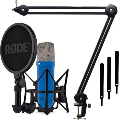 Produktbild von Rode NT1 Signature Cobalt Blau Mikrofon mit Gelenkarm Schwarz