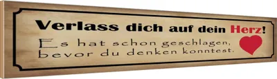 Produktbild von vianmo Holzschild 10x46 cm verlass dich auf dein Herz Spruch Zitat
