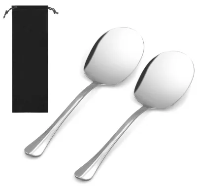 Servierlöffel-Set aus Edelstahl, 2 Stück mit Tasche