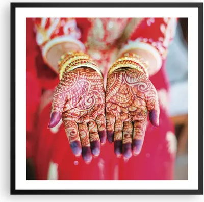 Produktbild von Gerahmtes Poster - Schwarzer Rahmen - Hände orientalisch Muster - 60x60 cm - Wand Bild - Wanddeko - Wandbilder - Kunstposter - Wandposter - Bilderrahmen - Bilder - Kunstdruck - P2BAC60x60-4848