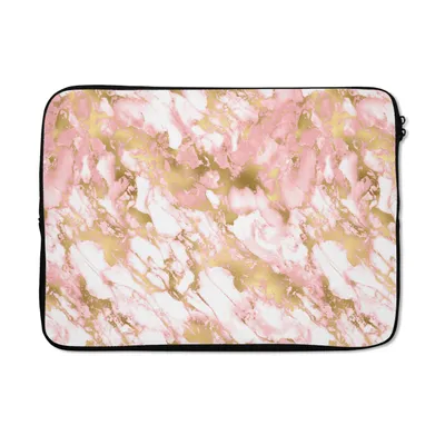Produktbild von MuchoWow® Laptop Hülle 13 Zoll Marmor - Rosa - Gold - Muster Laptoptasche - Laptophülle - Sleeve - Rundumschutz